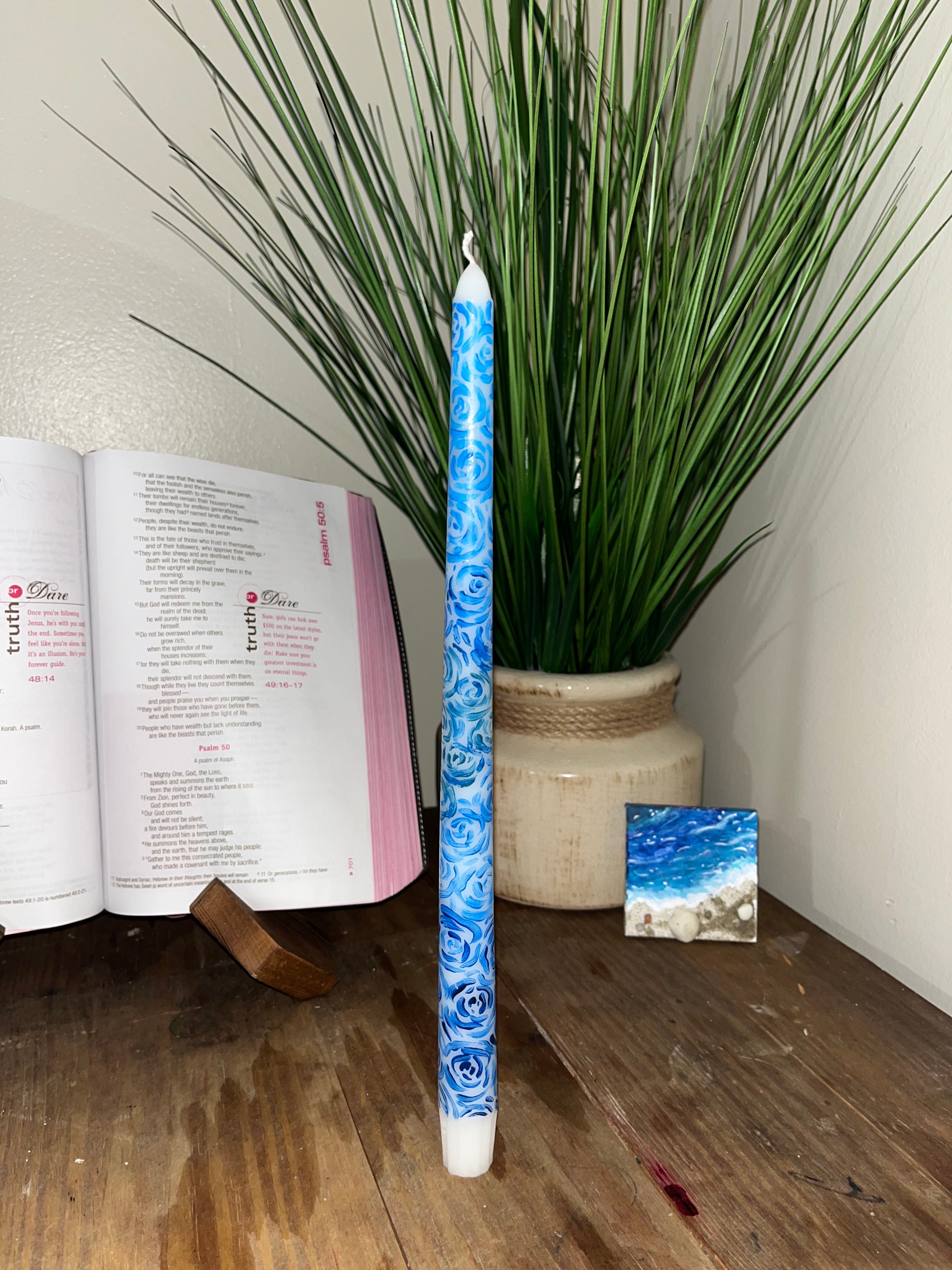 Custom Hand-Painted Taper Candle